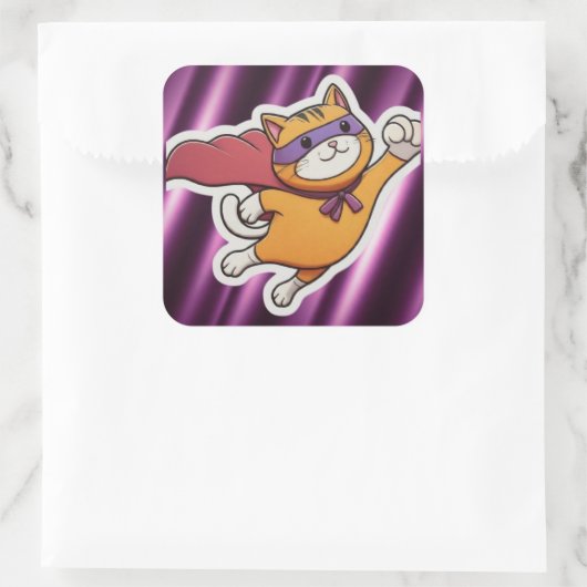 Superkatze Quadratischer Aufkleber (Tasche)