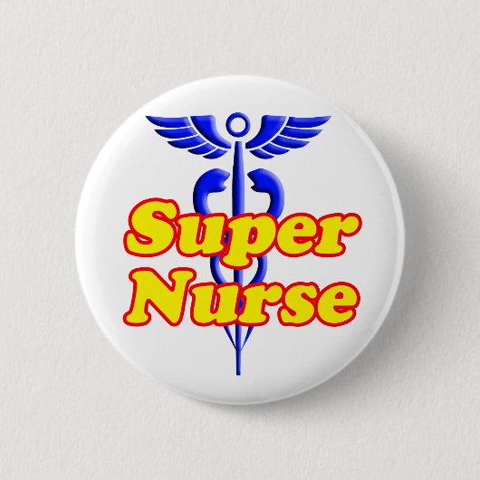 Superkrankenschwester mit Caduceus Button (Vorderseite)