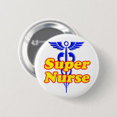 Superkrankenschwester mit Caduceus Button (Vorne & Hinten)