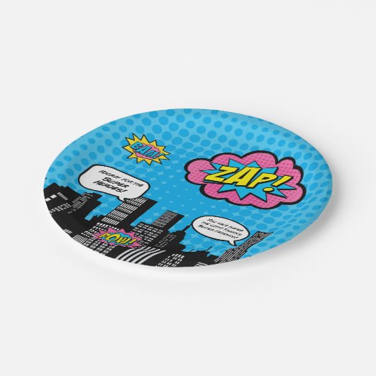 Supermädchen-Platte Pappteller (Schrägansicht)