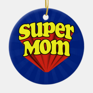 SuperMama rot/Gelb/der blaue Tag der Keramikornament