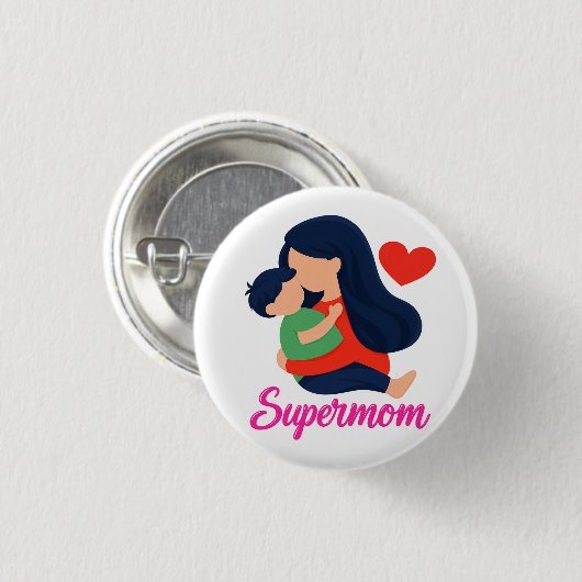 Supermama Süße Mutter-und-Kind-Nadel Button (Vorne & Hinten)