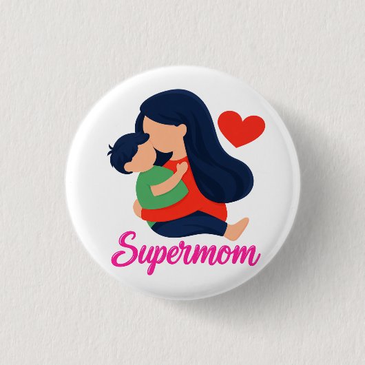 Supermama Süße Mutter-und-Kind-Nadel Button (Vorderseite)