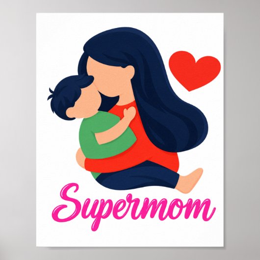Supermama Süße Mutter-und-Kind Poster Druck (Vorne)