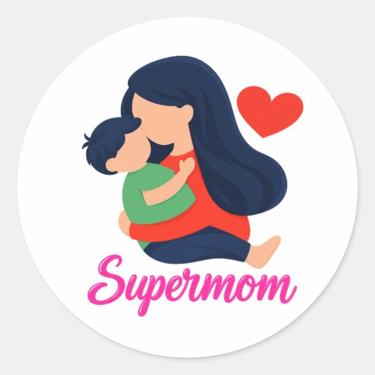 Supermama Süße Mutter und Kind Runde Aufkleber (Vorderseite)