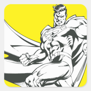 Superman Black and White 2 Quadratischer Aufkleber