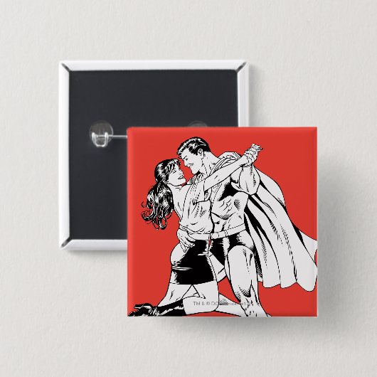 Superman Black and White 4 Button (Vorne & Hinten)