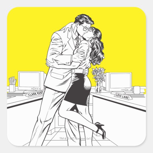 Superman Black and White 5 Quadratischer Aufkleber (Vorderseite)