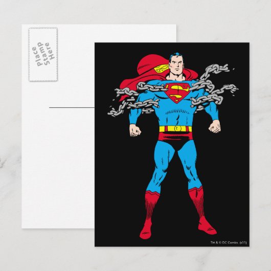 Superman Breaks Chains Postkarte (Vorne/Hinten)