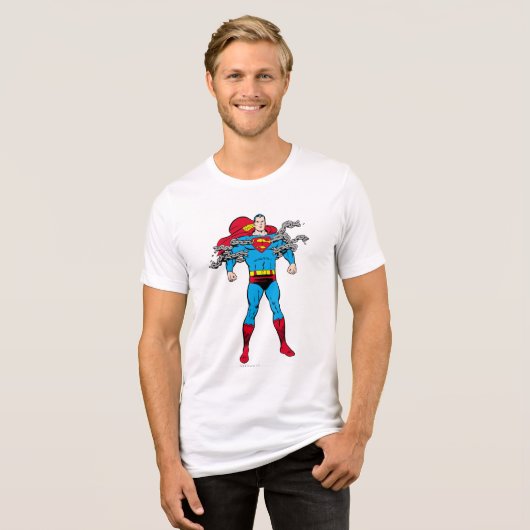 Superman Breaks Chains Tri-Blend Shirt (Vorderseite voll)