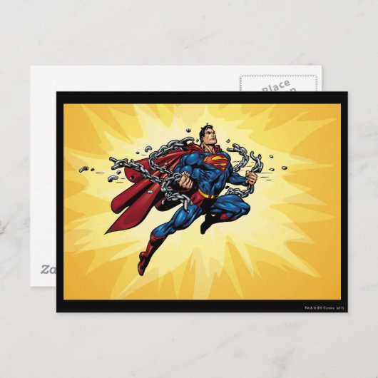 Superman bricht Ketten Postkarte (Vorne/Hinten)