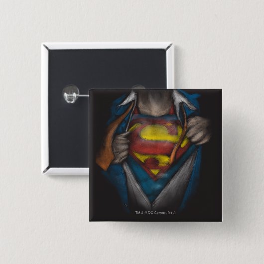 Superman | Brustkorbskizze eingefärbt Button (Vorne & Hinten)