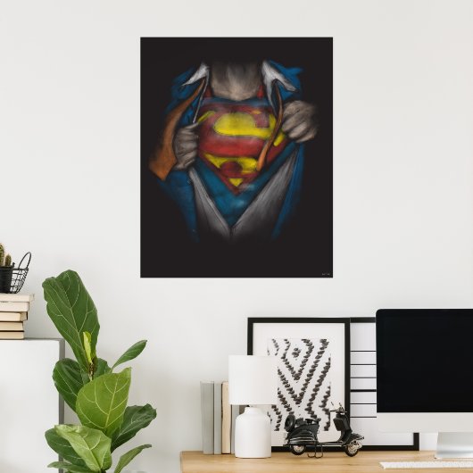 Superman | Brustkorbskizze eingefärbt Poster (Heimbüro)