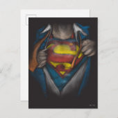 Superman | Brustkorbskizze eingefärbt Postkarte (Vorne/Hinten)