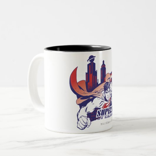 Superman City und Name Zweifarbige Tasse (Vorderseite Links)