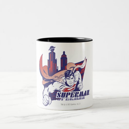 Superman City und Name Zweifarbige Tasse (Mittel)