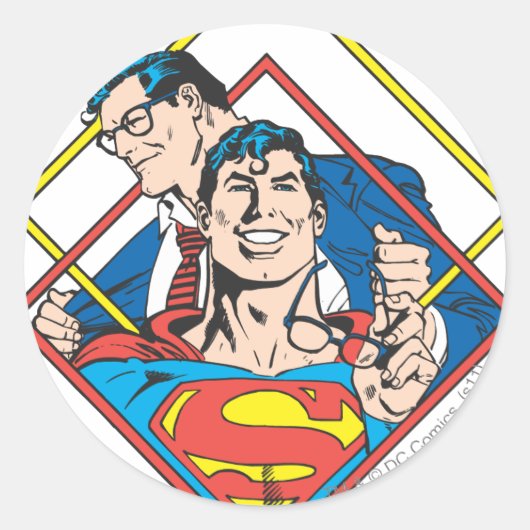 Superman/Clark Kent Runder Aufkleber (Vorderseite)