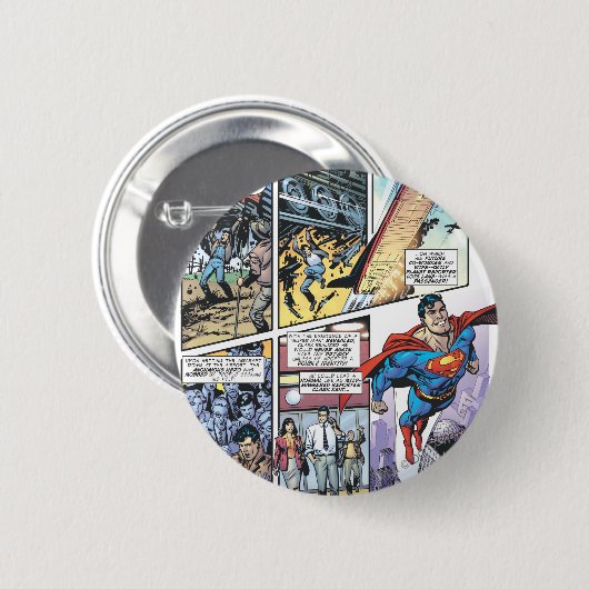 Superman Comic Panel - Clarks Herkunft 2 Button (Vorne & Hinten)