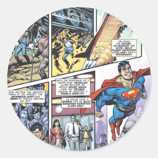 Superman Comic Panel - Clarks Herkunft 2 Runder Aufkleber (Vorderseite)