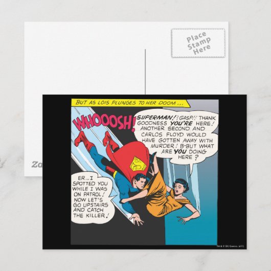 Superman Comic Panel - Lois Plunges Postkarte (Vorne/Hinten)