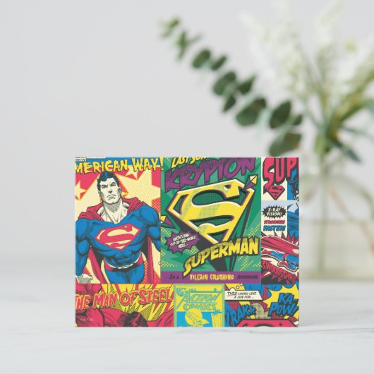 Superman Comic Panels Postkarte (Stehend Vorderseite)