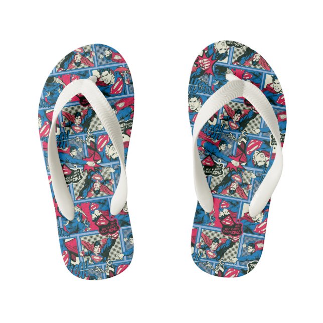 Superman Comic Pattern Kinderbadesandalen (Fußbett)