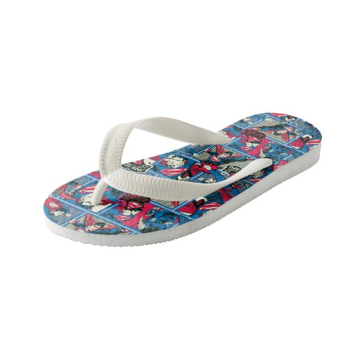 Superman Comic Pattern Kinderbadesandalen (Schrägansicht)
