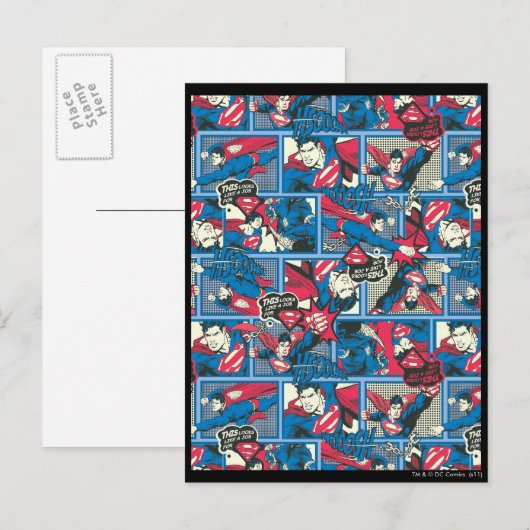Superman Comic Pattern Postkarte (Vorne/Hinten)