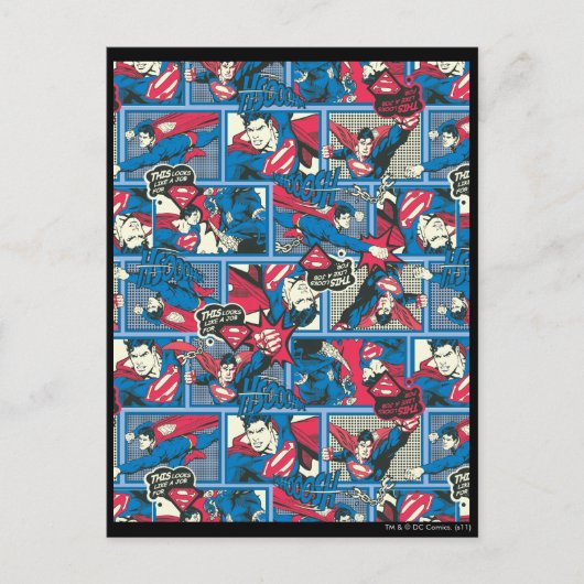 Superman Comic Pattern Postkarte (Vorderseite)