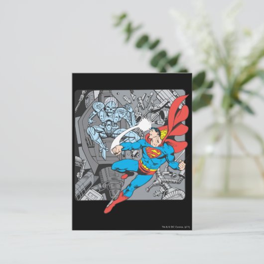 Superman Fights Brainiac Postkarte (Stehend Vorderseite)