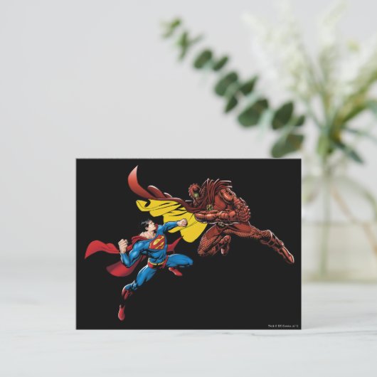 Superman Fights Postkarte (Stehend Vorderseite)
