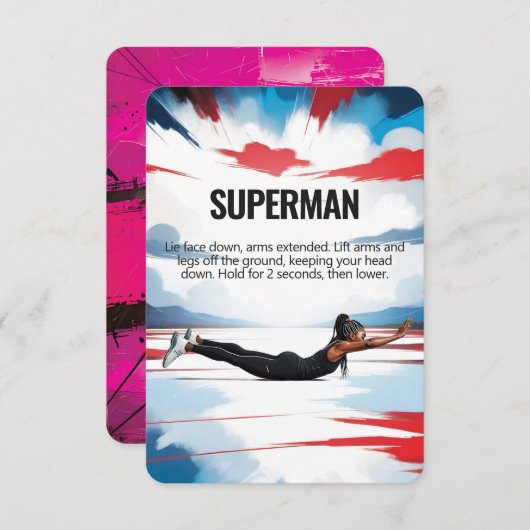 Superman-Fitness-Karte mit rosa Hintergrund Save The Date (Vorne/Hinten)