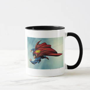 Superman fliegt mit Kap Tasse