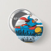 Superman fliegt über die Stadt Button (Vorne & Hinten)