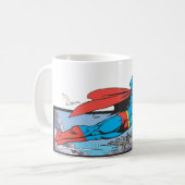 Superman Flies Thru City Kaffeetasse (Vorderseite Links)