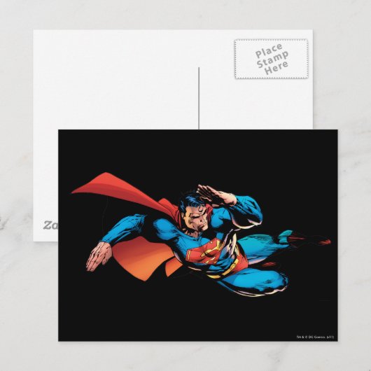 Superman Flying Kick Postkarte (Vorne/Hinten)