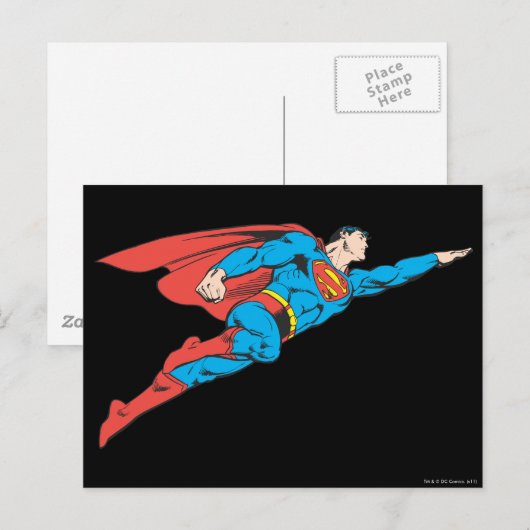 Superman Flying Right Postkarte (Vorne/Hinten)