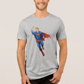 Superman Flying Verlassen Tri-Blend Shirt (Vorderseite)