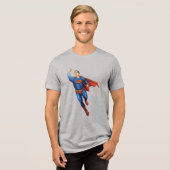 Superman Flying Verlassen Tri-Blend Shirt (Vorderseite voll)