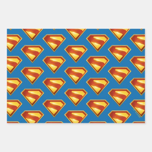 Superman Golden S Shield Brillianz Geschenkpapier Set (Vorderseite)