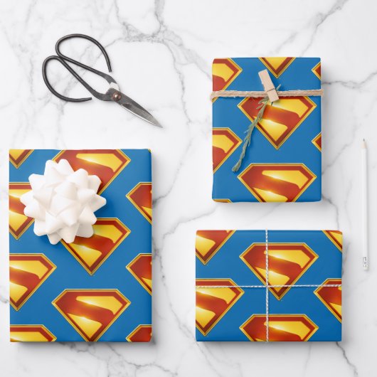 Superman Golden S Shield Brillianz Geschenkpapier Set (Vorderseite)