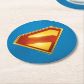 Superman Golden S Shield Brillianz Runder Pappuntersetzer (Angewinkelt)