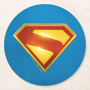 Superman Golden S Shield Brillianz Runder Pappuntersetzer