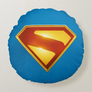 Superman Golden S Shield Brillianz Rundes Kissen