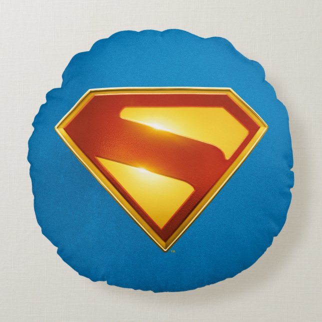 Superman Golden S Shield Brillianz Rundes Kissen (Vorderseite)