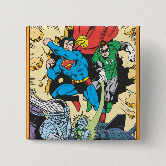 Superman & Green Lantern Fight Brainiac Button (Vorderseite)