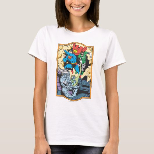 Superman & Green Lantern Fight Brainiac T-Shirt (Vorderseite)