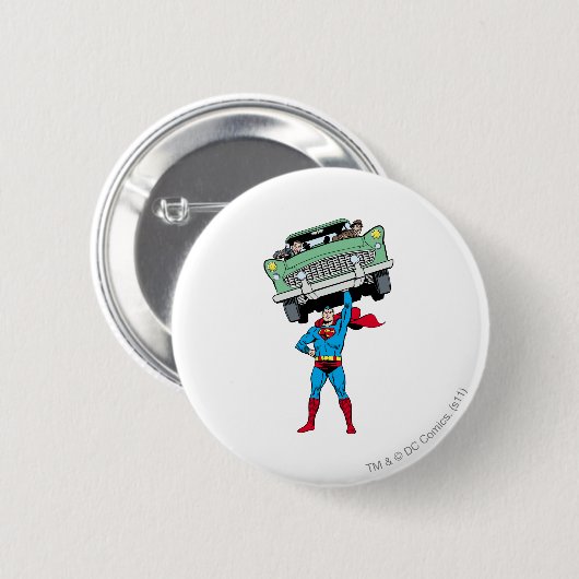 Superman hält ein Auto Button (Vorne & Hinten)