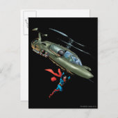Superman hält Hubschrauber Postkarte (Vorne/Hinten)