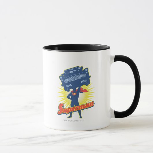 Superman hebt Auto 2 Tasse (Rechts)